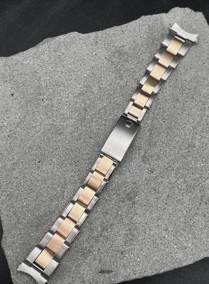 #1196 ORIGINAL ROLEX 7205 / 51 (17mm) OYSTER ROTGOLD / EDELSTAHL BAND SPRINGLOAD