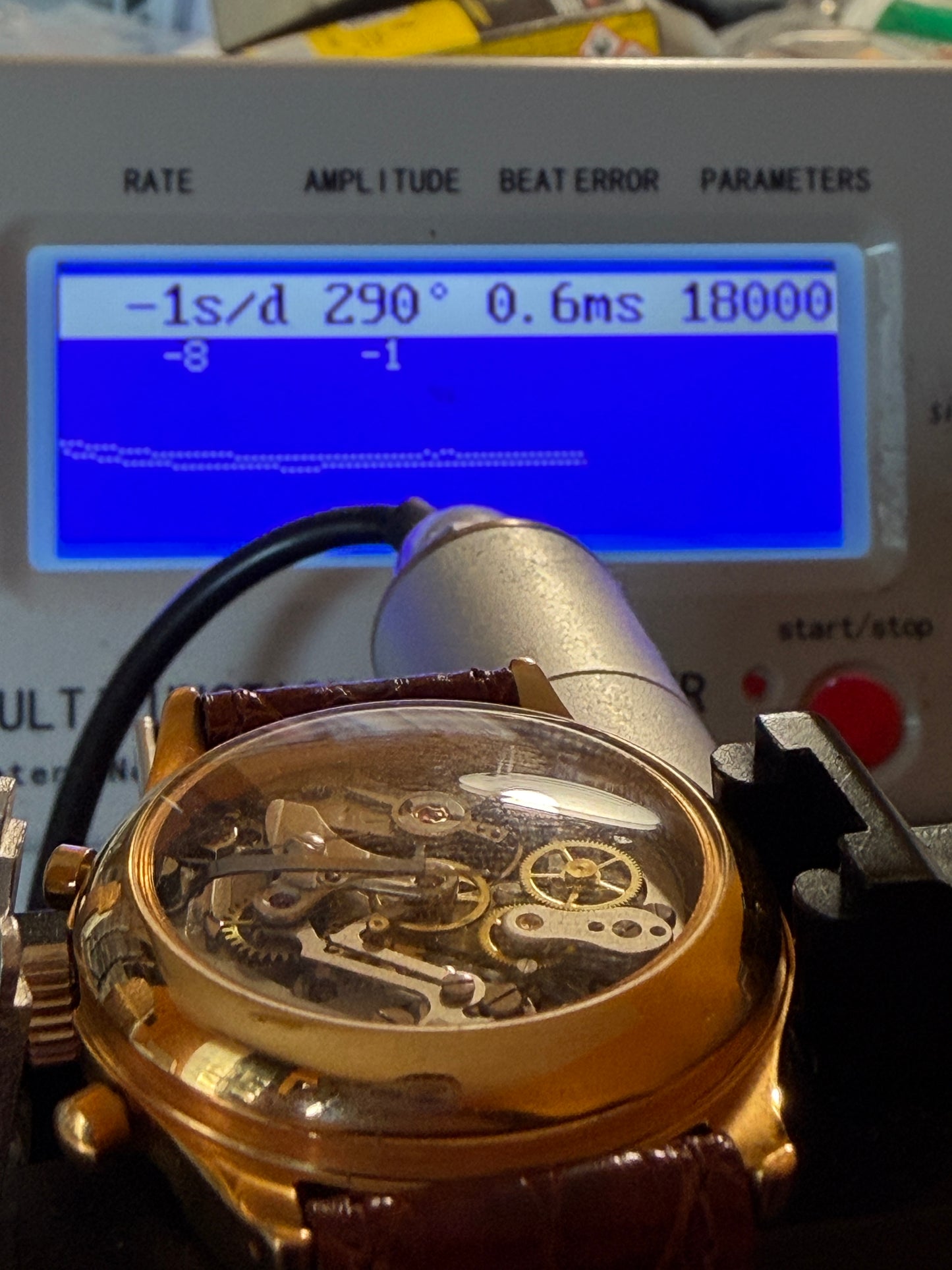 ORIGINAL DUBEY SCHALDENBRAND INDEX MOBILE GOLD CHRONOGRAPH HANDAUFZUG GLASBODEN