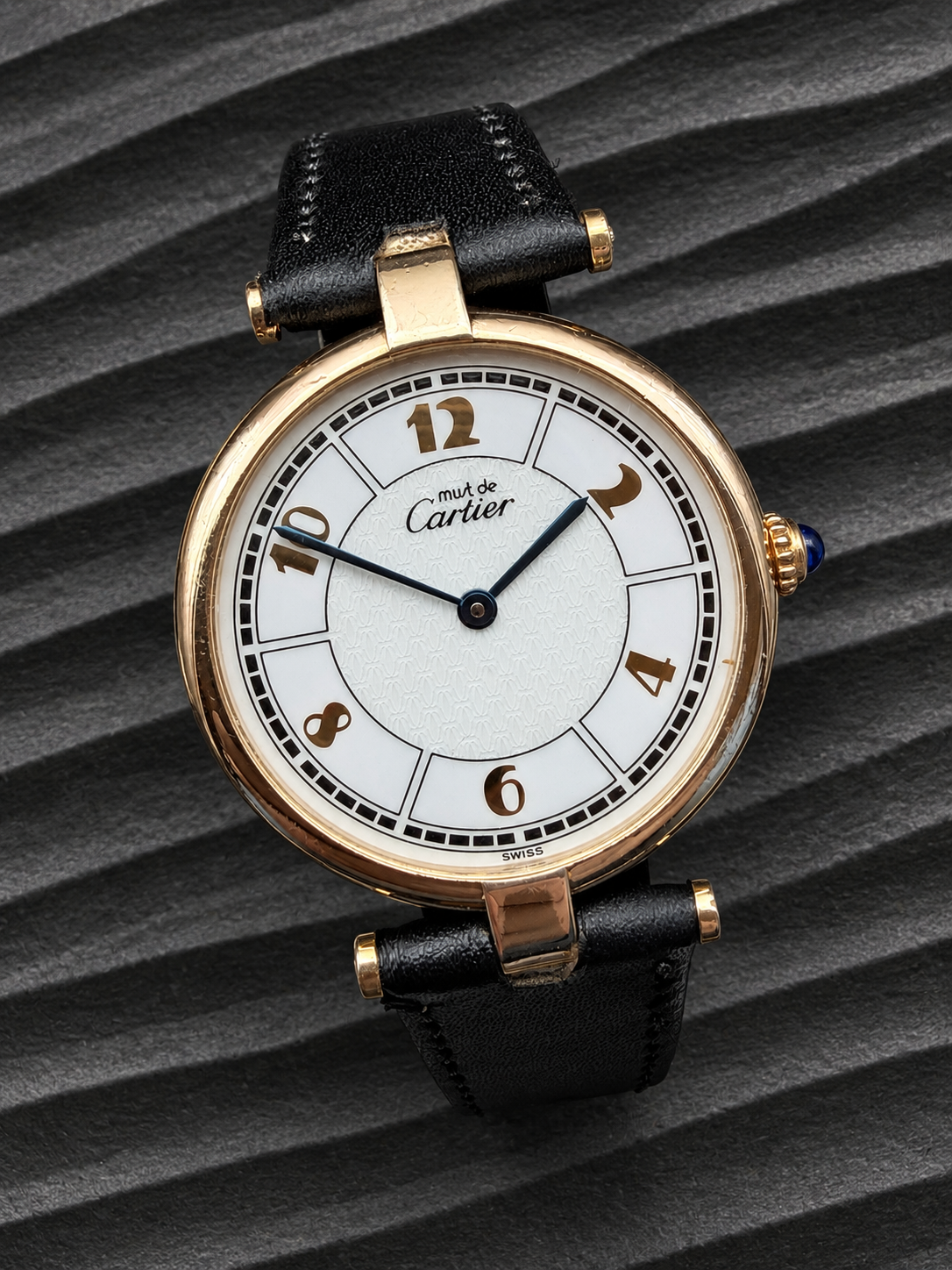 ORIGINAL CARTIER MUST DE VENDOME 1861 ARGENT VERGOLDET 30mm QUARTZ UNISEX LOGO DIAL