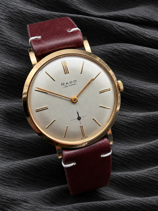 ORIGINAL RADO DE LUXE 18 K / 750 GELBGOLD ULTRAFLAT HANDAUFZUG DRESSWATCH 3063