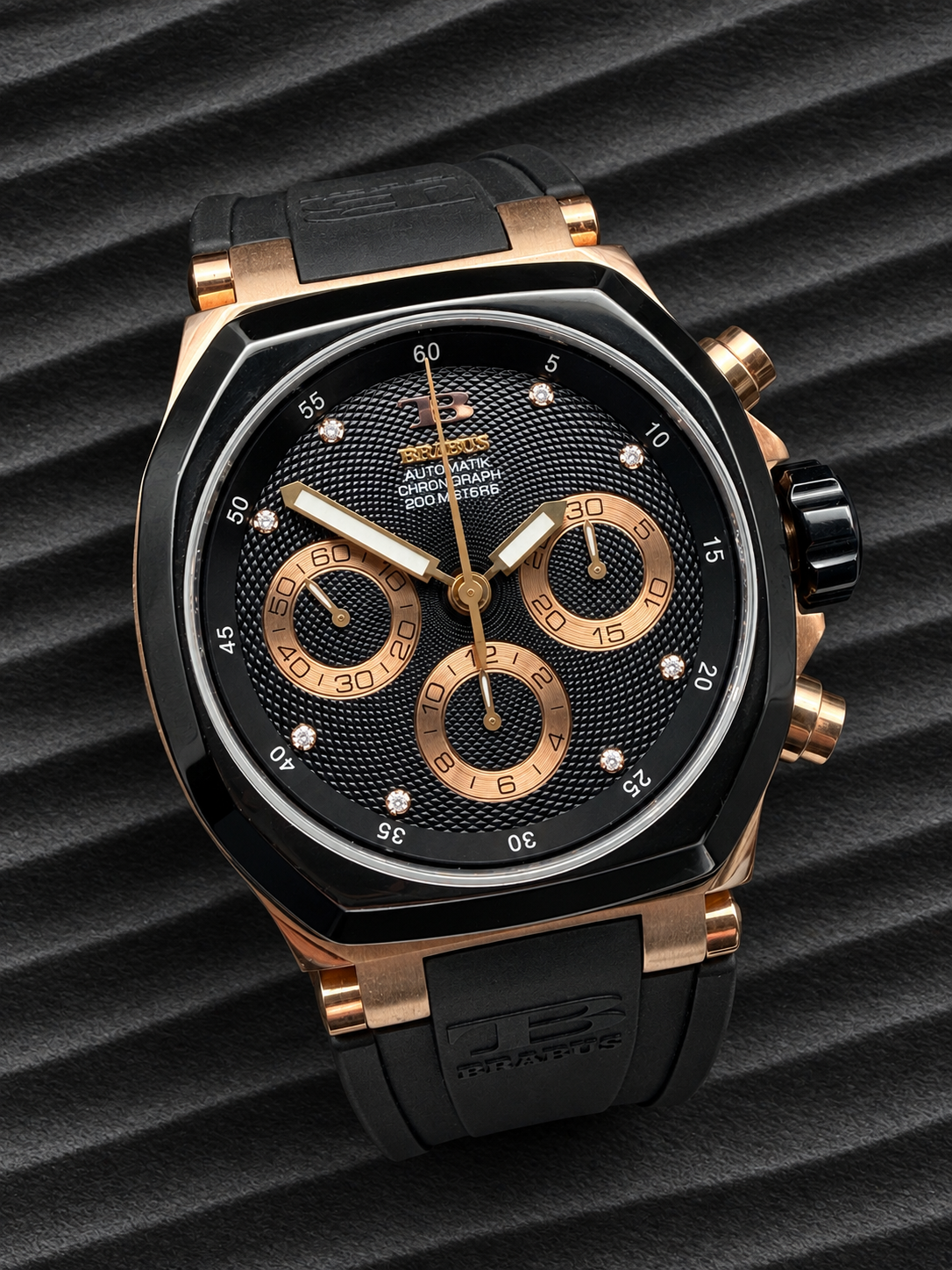 ORIGINAL TB BUTI YANICK SPORT CHRONOGRAPH ROTGOLD 18K / BLACK DIAMANT FULLSET