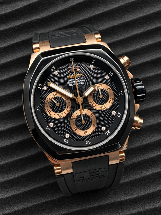 ORIGINAL TB BUTI YANICK SPORT CHRONOGRAPH ROTGOLD 18K / BLACK DIAMANT FULLSET