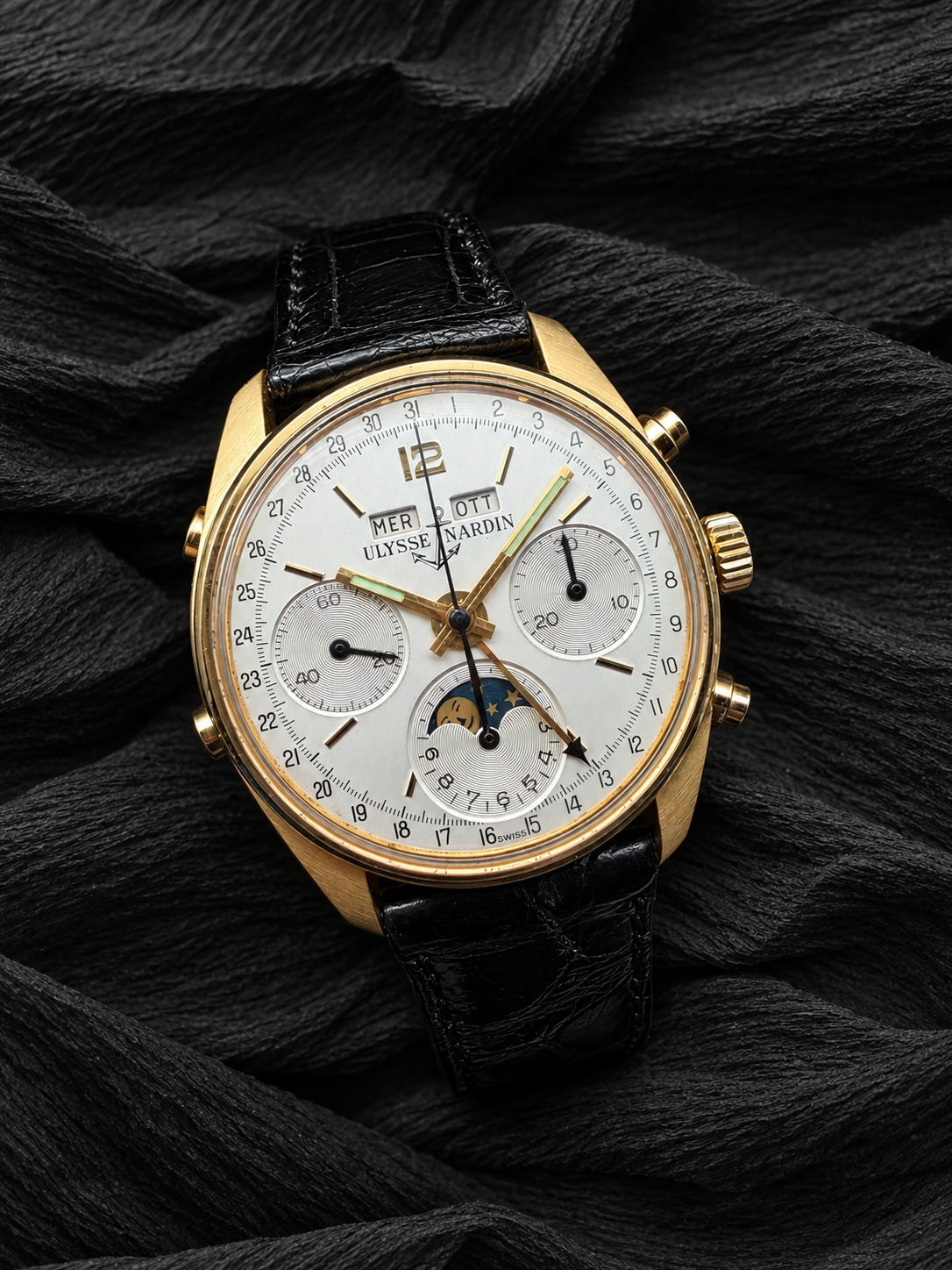 ORIGINAL ULYSSE NARDIN 4355J TRIPLE DATE MOONPHASE ANNUAL CALENDAR CHRONOGRAPH