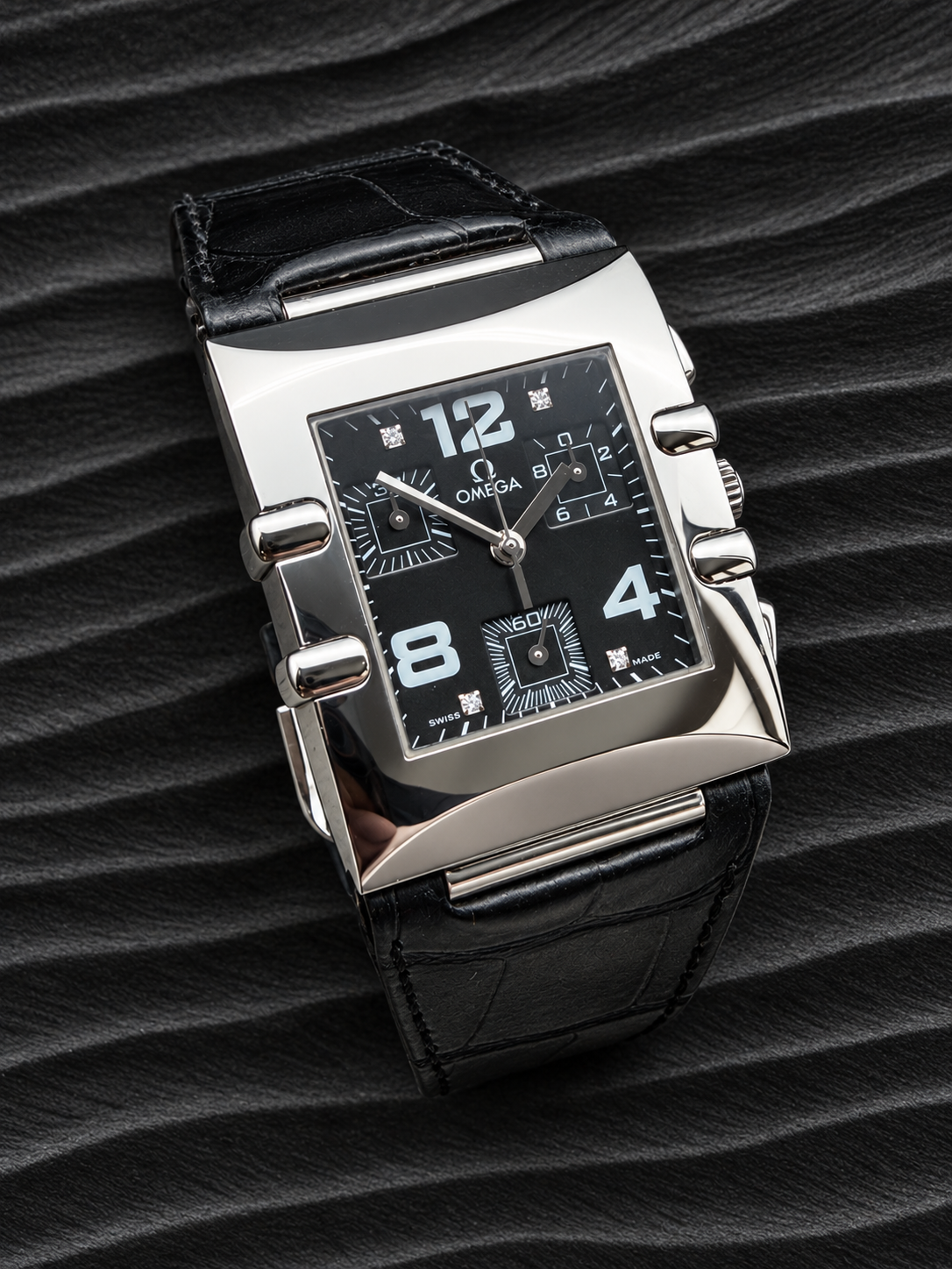 ORIGINAL 1998 OMEGA CONSTELLATION QUADRA CHRONOGRAPH QUARTZ DIAMANT 30x34mm
