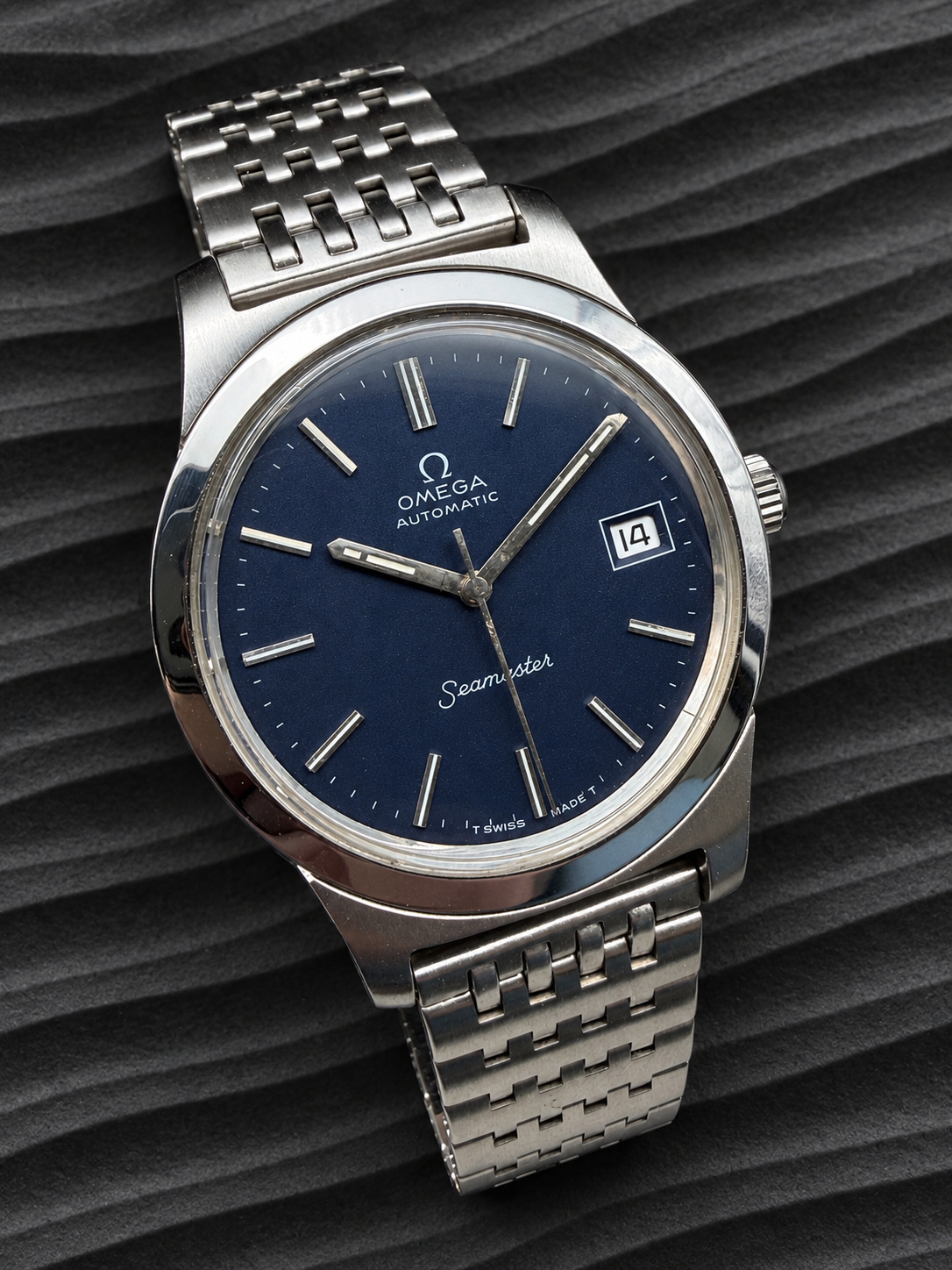 ORIGINAL 1973 OMEGA SEAMASTER AUTOMATIC 166.0000 / 366.0707 BLAU DATUM EDELSTAHL