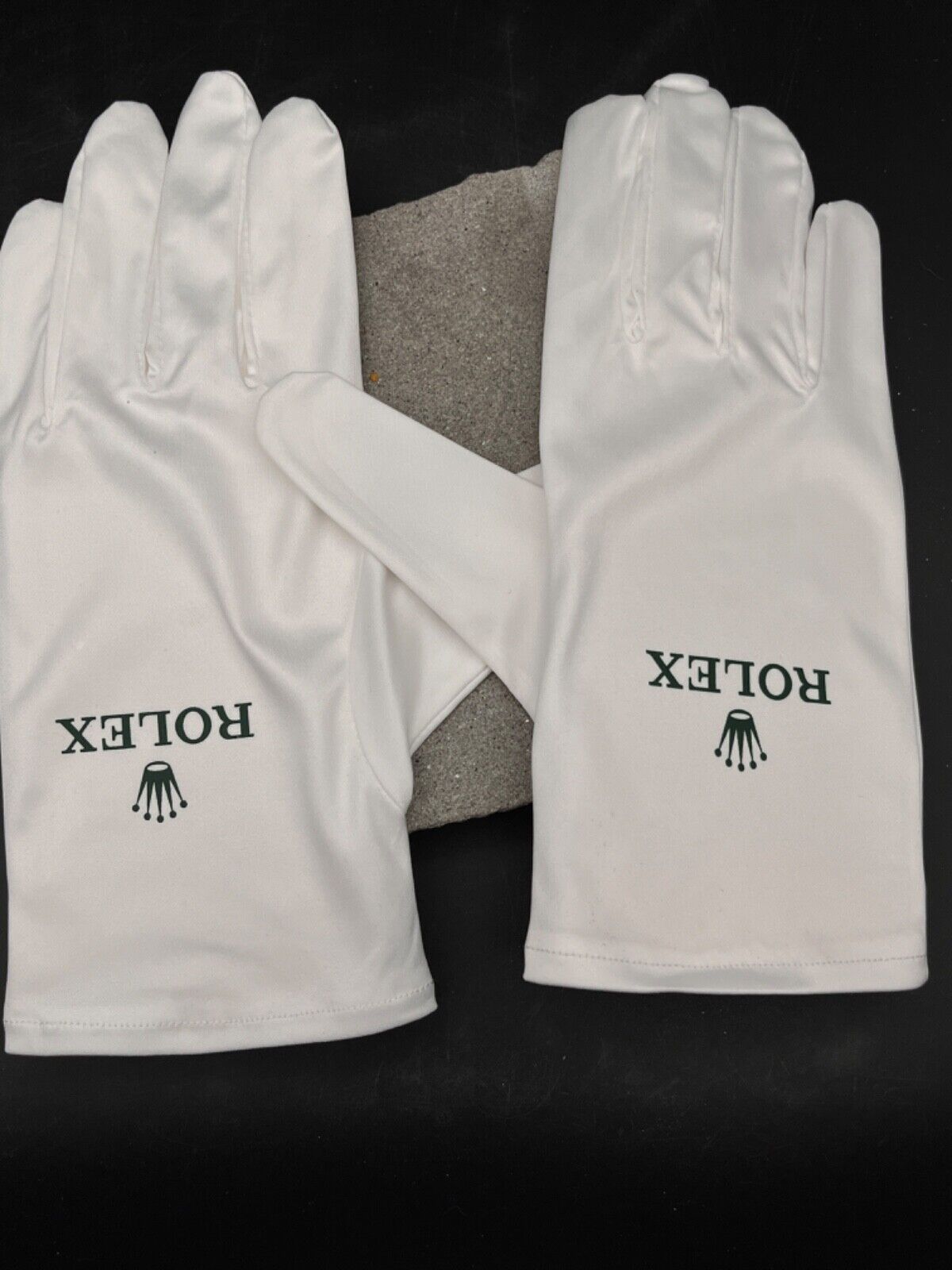 #A42 NEU / NEW ROLEX Gr. M DEALER GLOVES VERKAUFS HANDSCHUHE WEIß SAMT in OVP