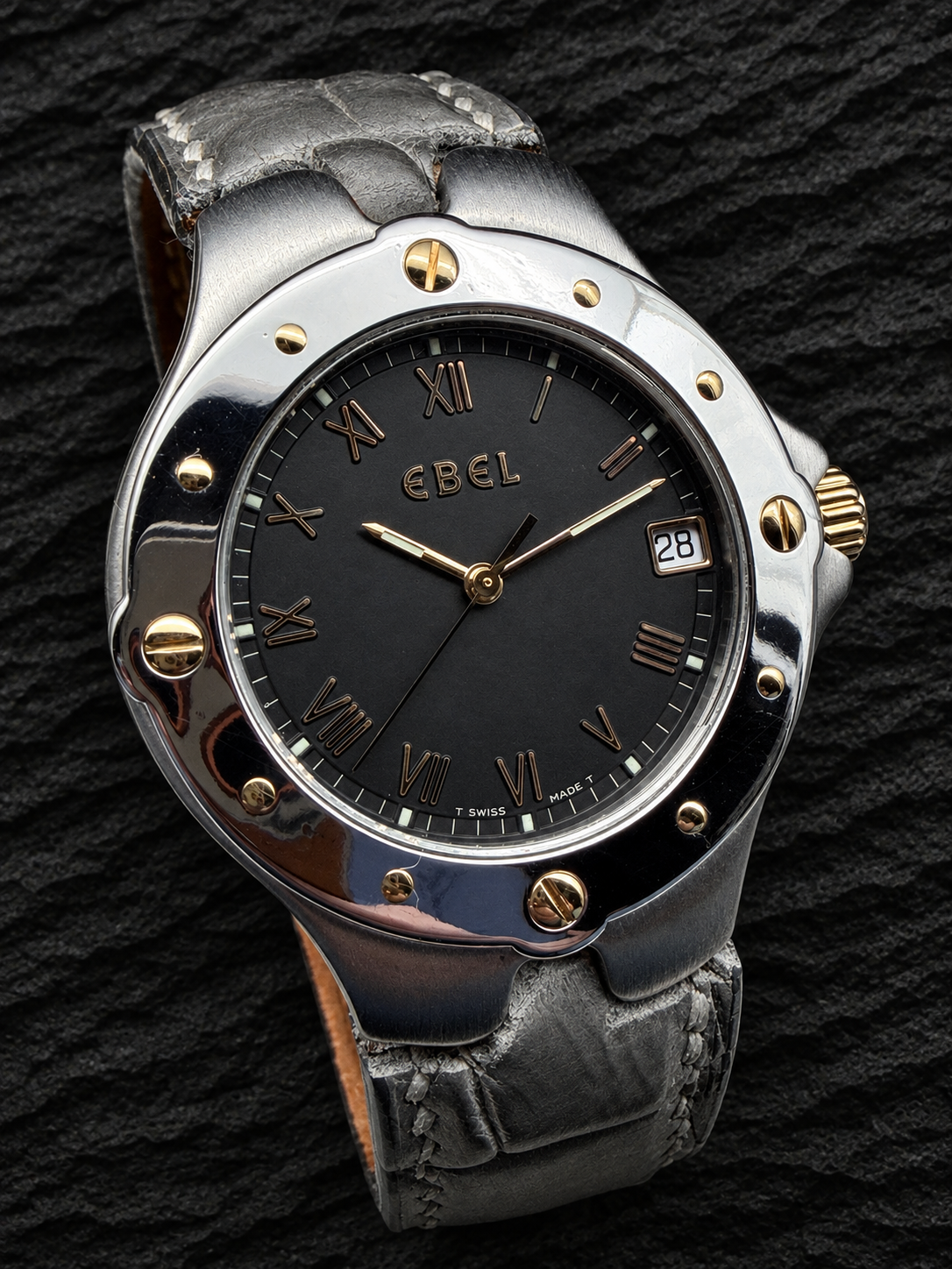 ORIGINAL EBEL SPORT WAVE 36mm 6187631 STAHL / GOLD CAL. 187-1 QUARTZ HERREN UHR