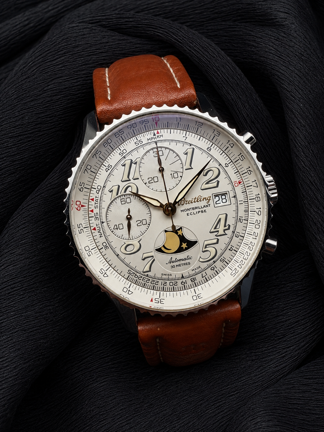 ORIGINAL BREITLING NAVITIMER ECLIPSE MONTBRILLANT A43040 CHRONOGRAPH MONDPHASE