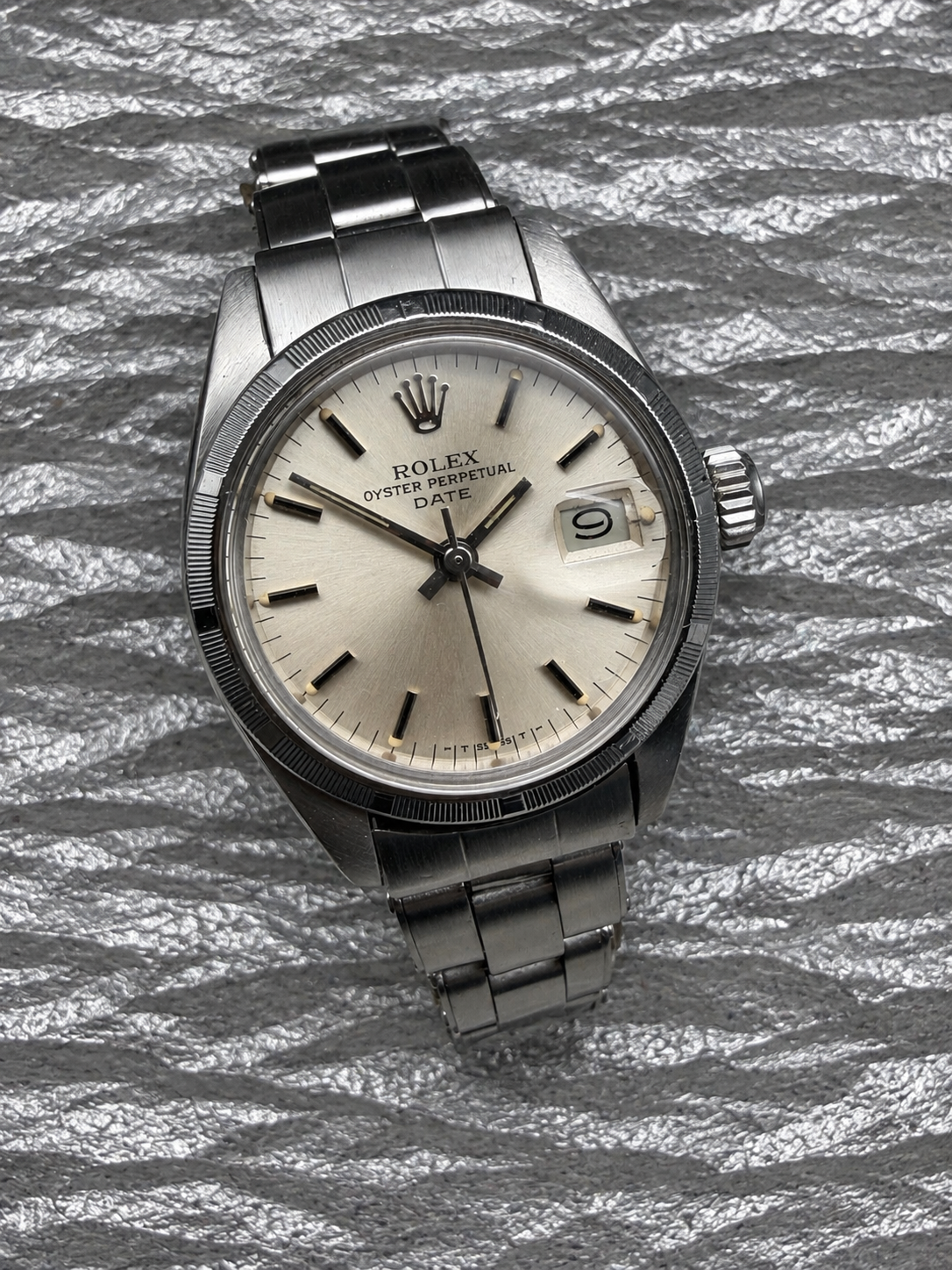 ORIGINAL ROLEX LADY DATE 26mm OYSTER PERPETUAL 6919 EDELSTAHL ENGINE TURNED