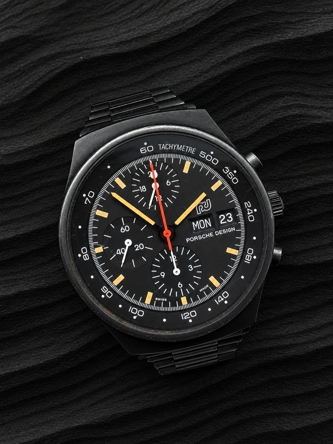 ORFINA PORSCHE DESIGN 7176 LEMANIA 5100 TOP GUN SCHWARZ BLACK NSA 1975 PVD + BOX