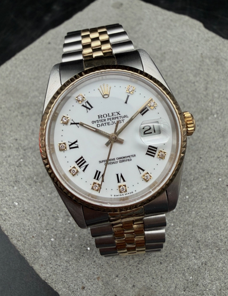 LUXUS ROLEX DATEJUST GELBGOLD STAHL AUTOMATIK 16233 JUBILEE SAPHIRGLAS DIAMANT
