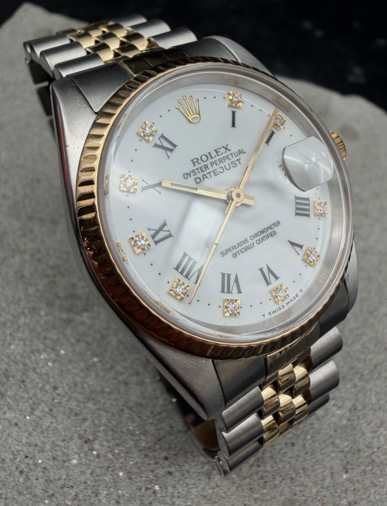 LUXUS ROLEX DATEJUST GELBGOLD STAHL AUTOMATIK 16233 JUBILEE SAPHIRGLAS DIAMANT
