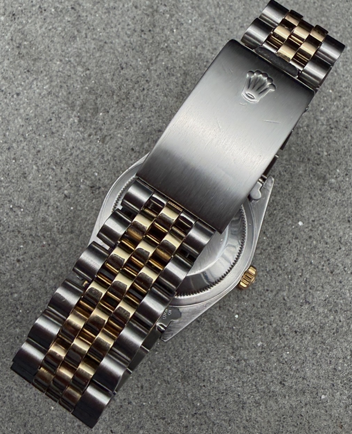 LUXUS ROLEX DATEJUST GELBGOLD STAHL AUTOMATIK 16233 JUBILEE SAPHIRGLAS DIAMANT
