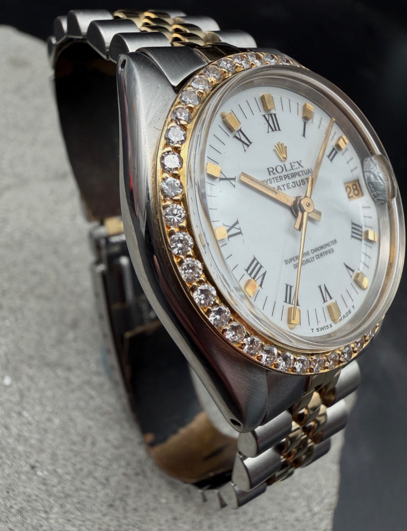 LUXUS ROLEX DATEJUST 31 MEDIUM GELBGOLD STAHL AUTOMATIK JUBILEE DIAMANTLÜNETTE