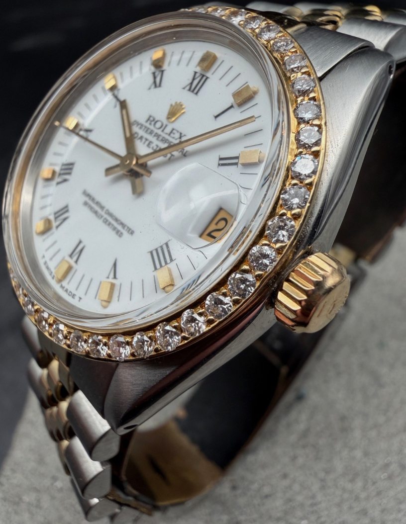 LUXUS ROLEX DATEJUST 31 MEDIUM GELBGOLD STAHL AUTOMATIK JUBILEE DIAMANTLÜNETTE