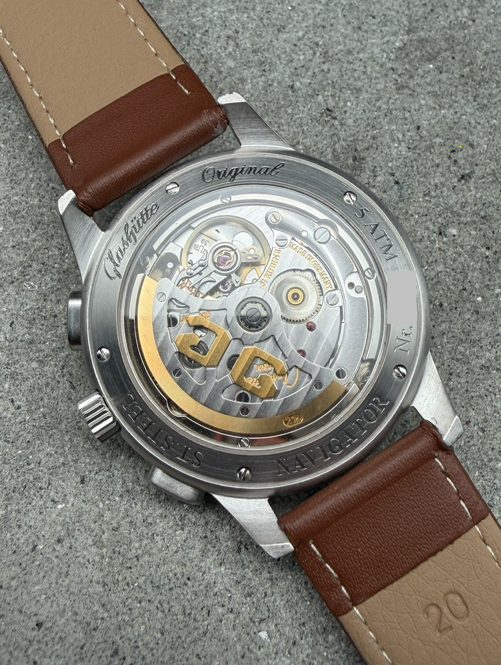 LUXUS GLASHÜTTE ORIGINAL SENATOR NAVIGATOR CHRONOGRAPH GLASBODEN BOX & PAPIERE