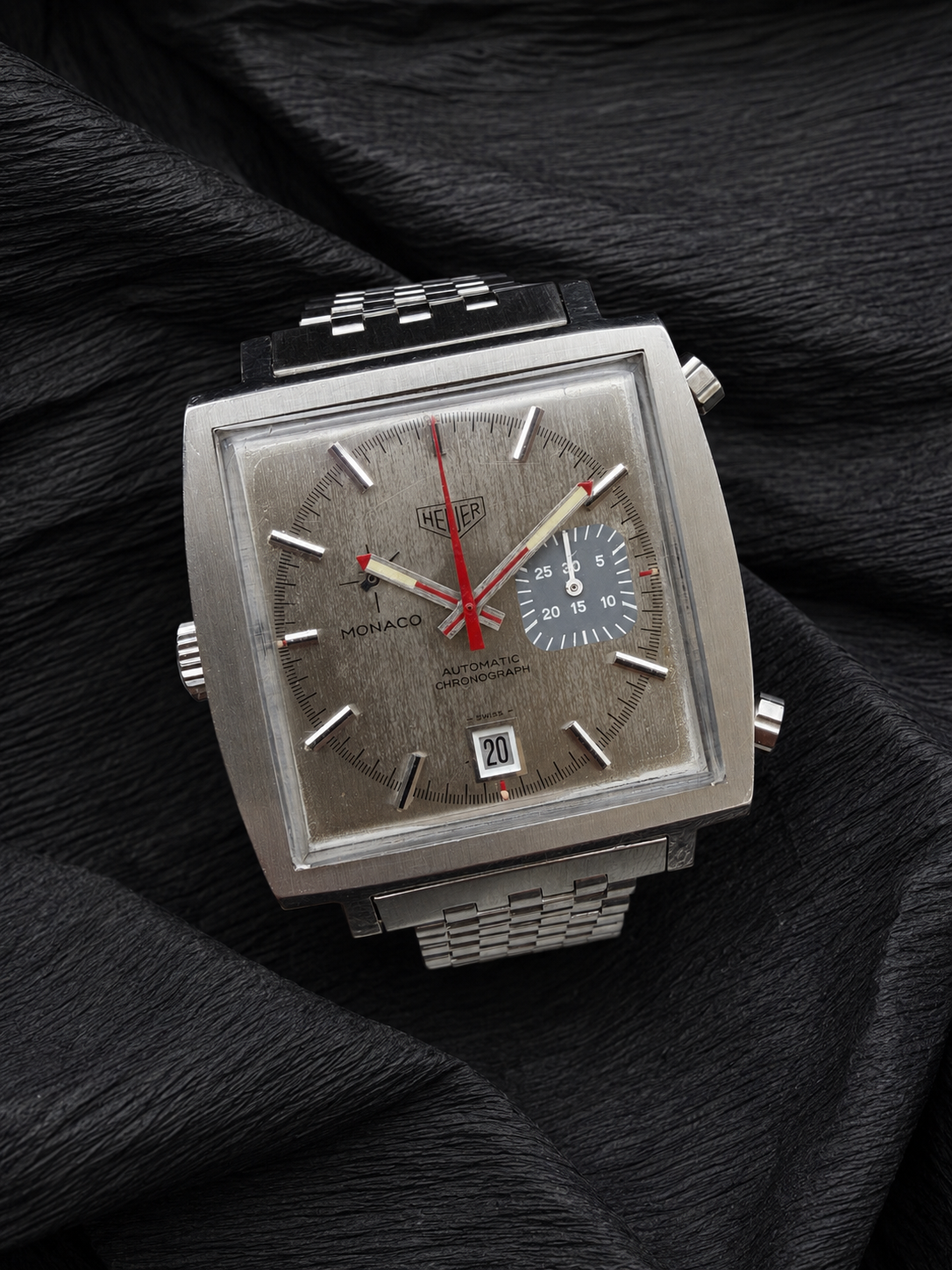 VINTAGE HEUER MONACO 1533 AUTOMATIK GREY DIAL EDELSTAHL TOOL 033 STEVE MC QUEEN