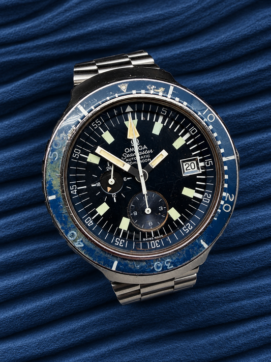 ORIGINAL 1971 OMEGA 176.004 SEAMASTER BIG BLUE CHRONOGRAPH BLUE DIAL DIVER VINTAGE