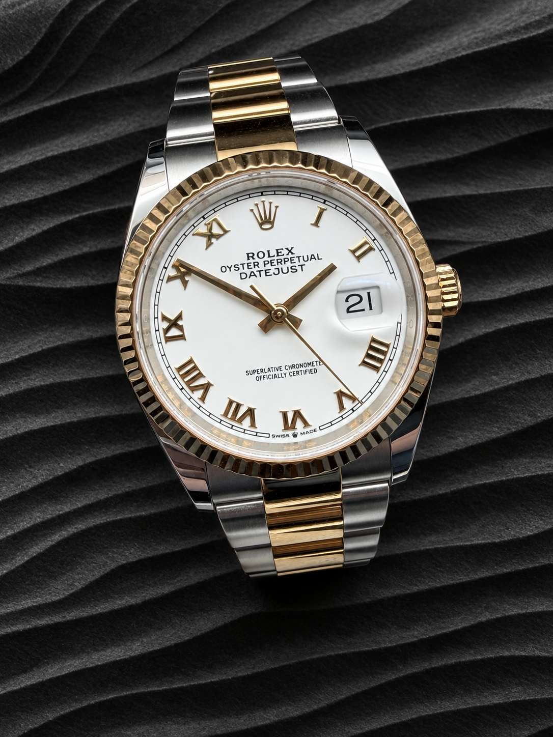 ORIGINAL ROLEX DATEJUST 36 STAHL / GOLD 126233 HERRENUHR WHITE ROMAN NUMERAL