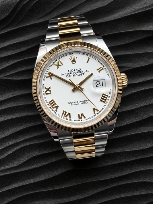 ORIGINAL ROLEX DATEJUST 36 STAHL / GOLD 126233 HERRENUHR WHITE ROMAN NUMERAL