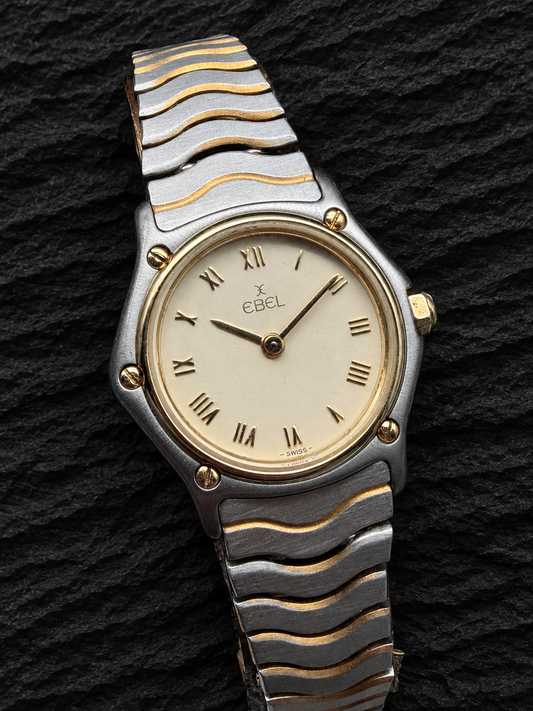 ORIGINAL EBEL CLASSIC WAVE 23mm LADY DAMEN 166901 STAHL / GOLD CAL. 157 QUARTZ