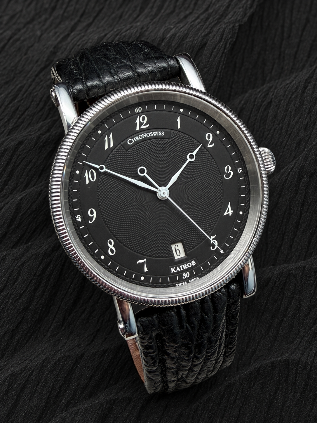ORIGINAL 1997 CHRONOSWISS CH2823 KAIROS BLACK GUILLOCHE GLASBODEN DRESSWATCH