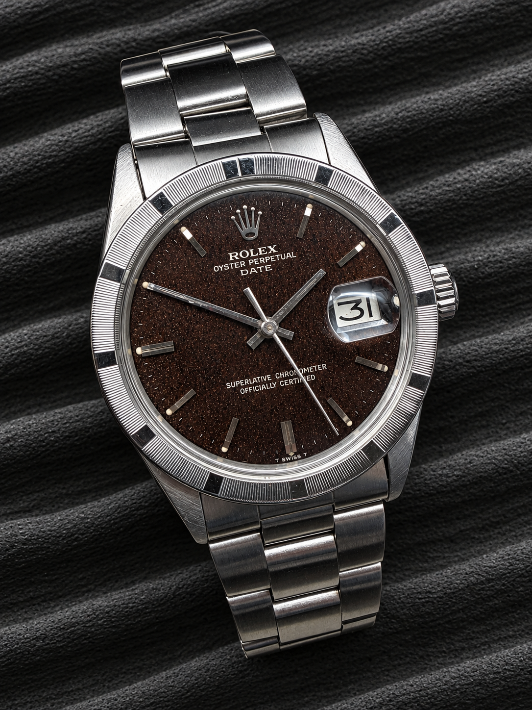 ORIGINAL 1970 ROLEX 1501 OYSTER PERPETUAL DATE 34mm CONFETTI BROWN OYSTERBAND