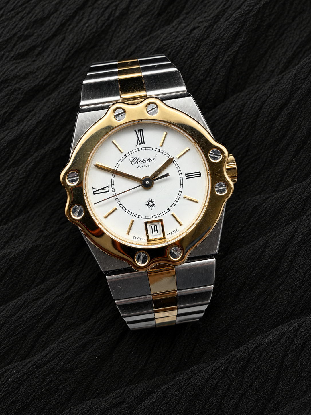 ORIGINAL CHOPARD 8024 ST. MORITZ GOLD / STAHL 24mm QUARTZ ARMBANDUHR LUXUSUHR