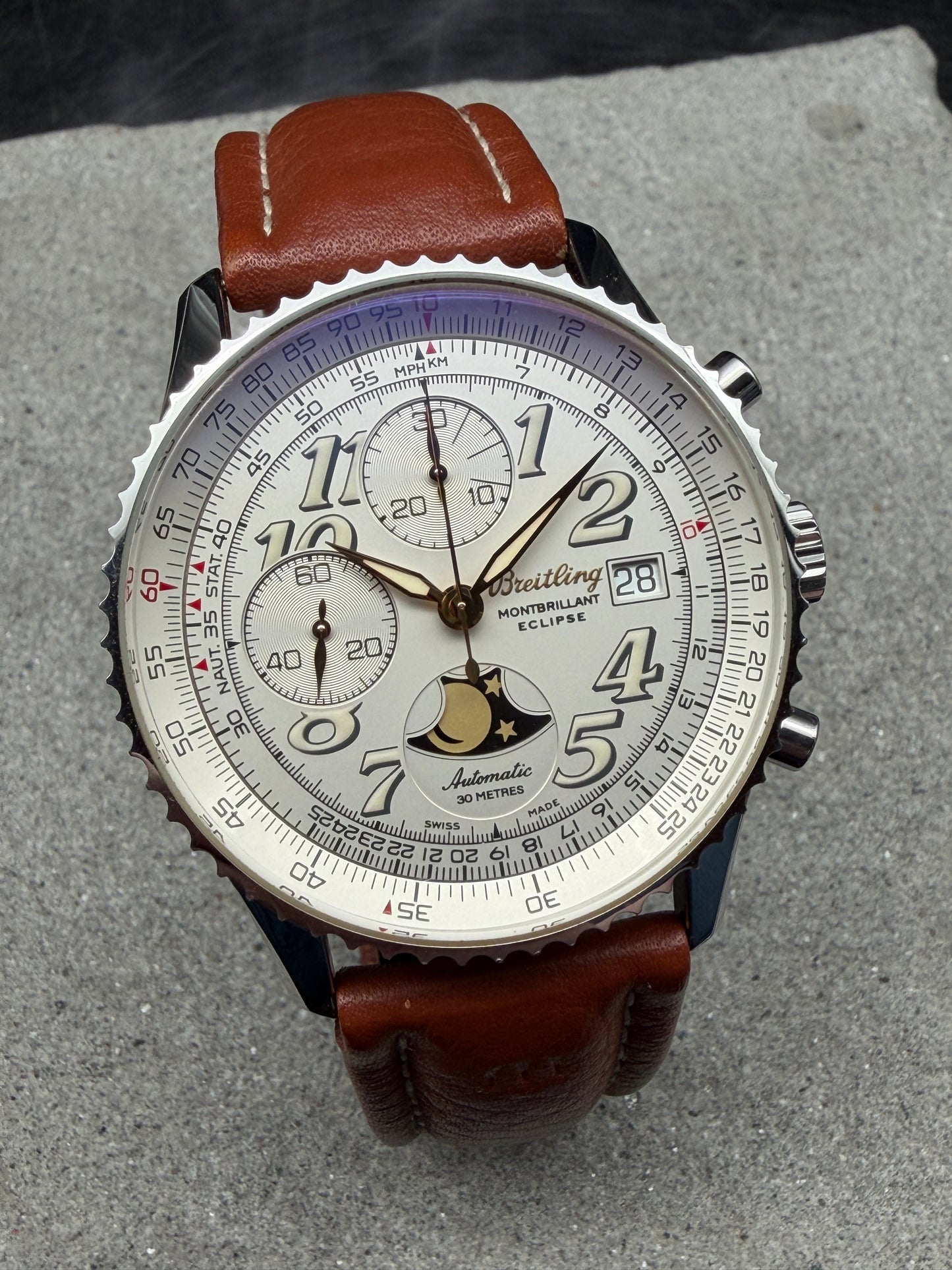 ORIGINAL BREITLING NAVITIMER ECLIPSE MONTBRILLANT A43040 CHRONOGRAPH MONDPHASE