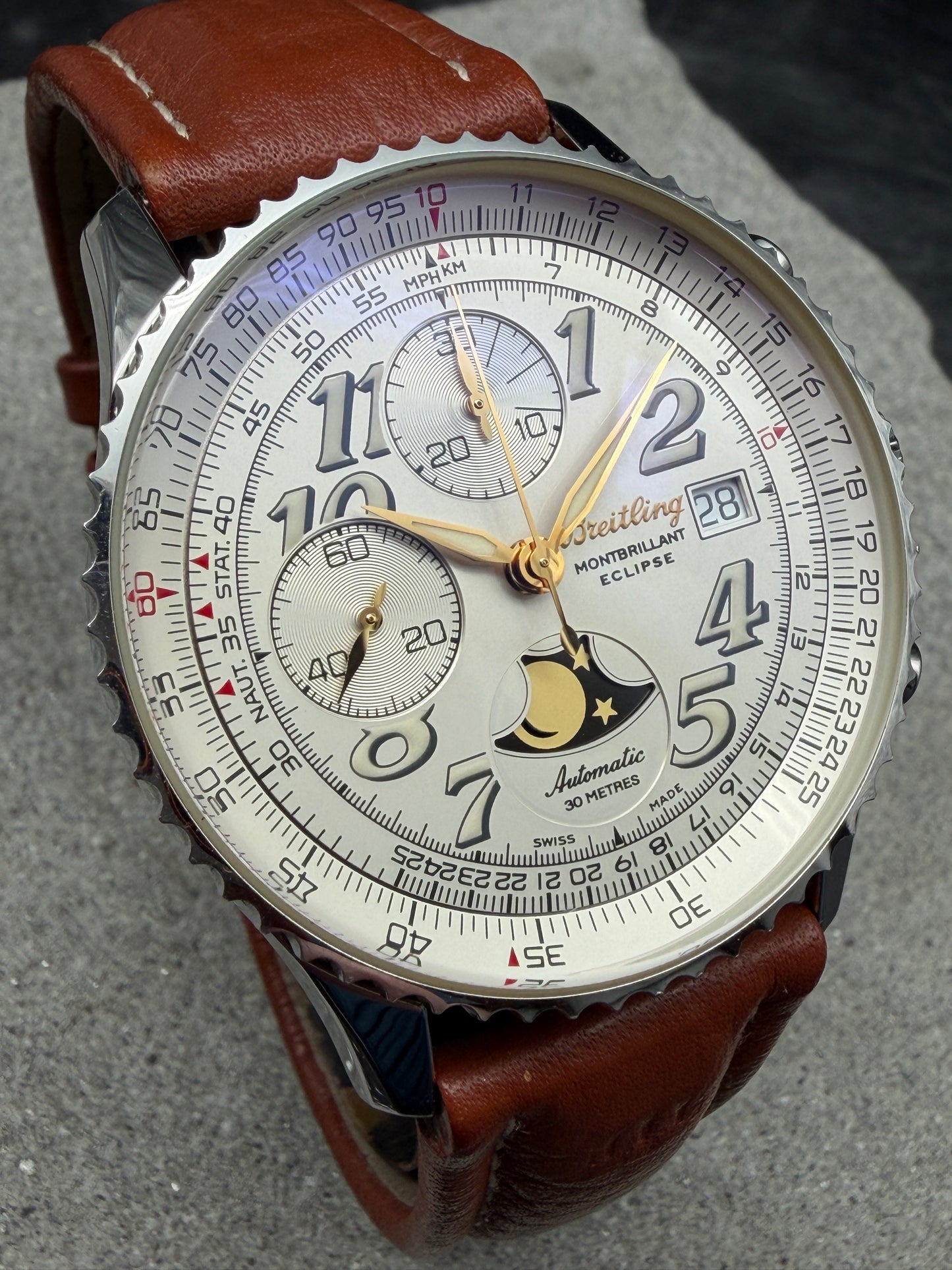ORIGINAL BREITLING NAVITIMER ECLIPSE MONTBRILLANT A43040 CHRONOGRAPH MONDPHASE