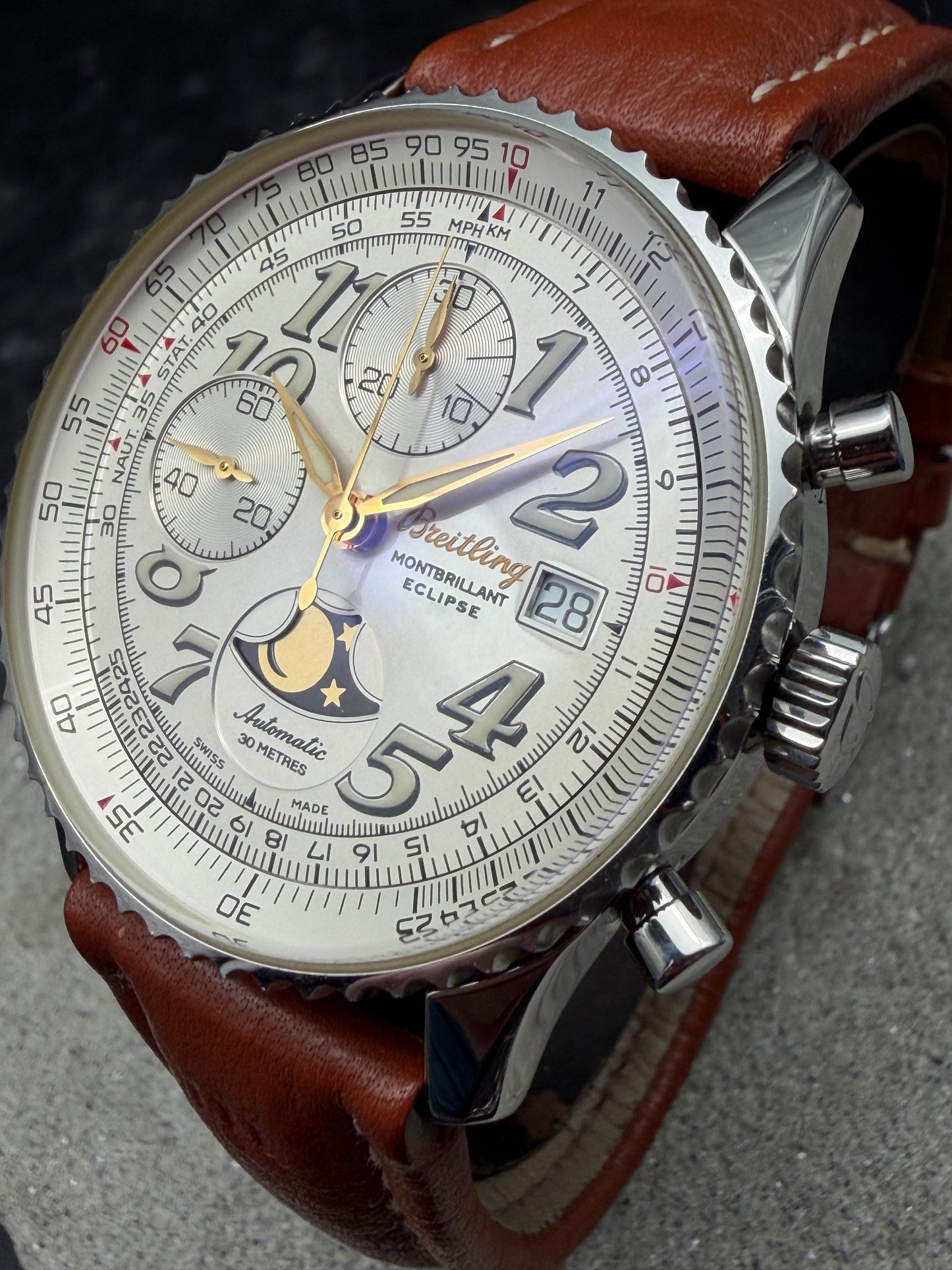 ORIGINAL BREITLING NAVITIMER ECLIPSE MONTBRILLANT A43040 CHRONOGRAPH MONDPHASE