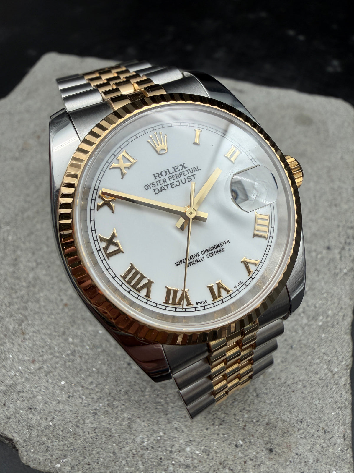 ORIGINAL ROLEX DATEJUST 36 STAHL / GOLD 116233 SUPERJUBILEE WHITE ROMAN DIAL UHR