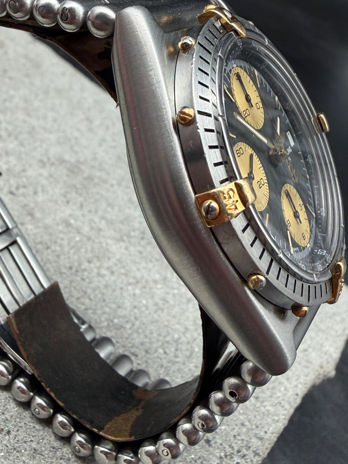 ORIGINAL BREITLING B13047 CHRONOMAT BLACK DIAL STAHL / GOLD ROULEAUX 39mm UHR