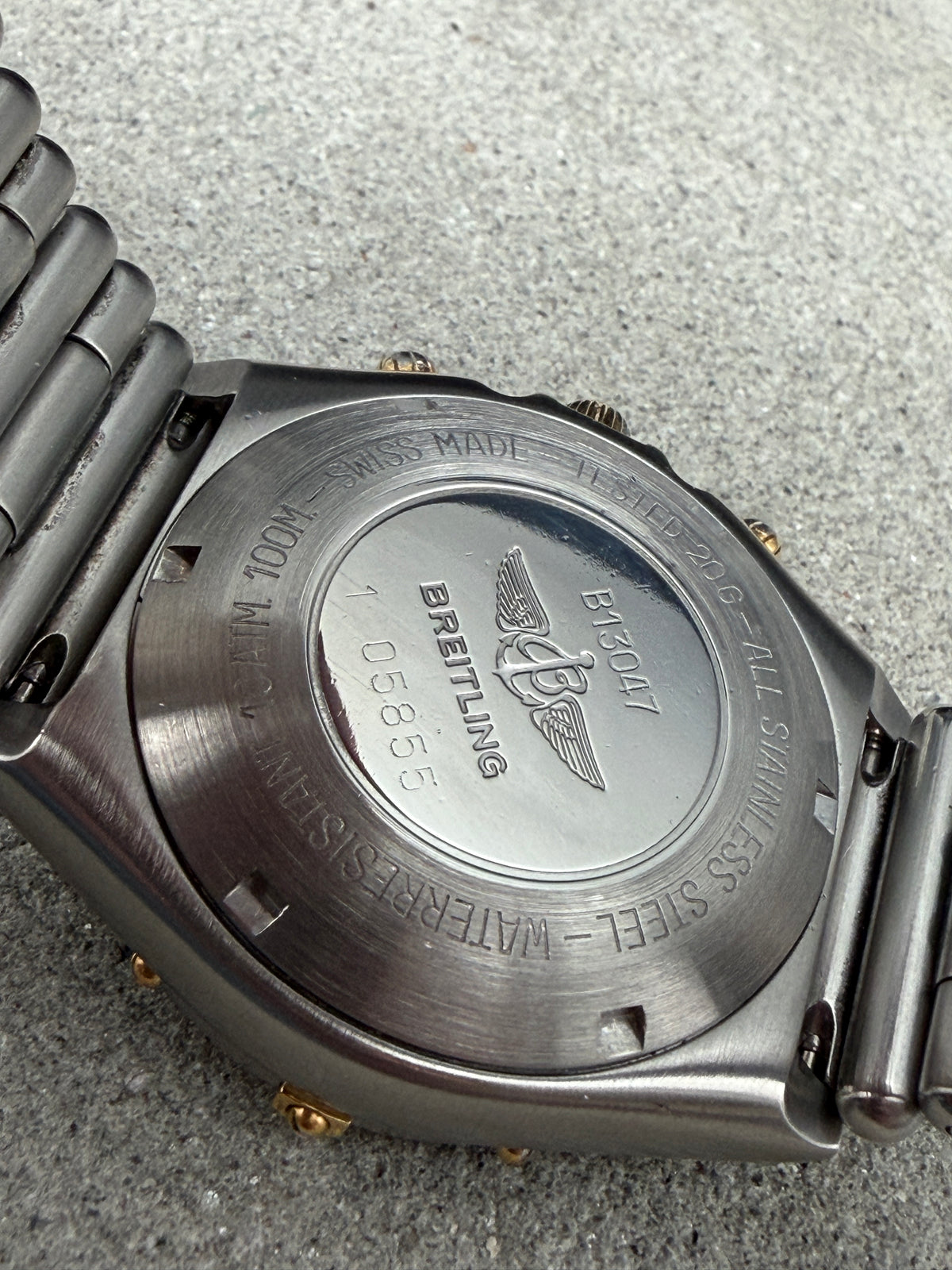 ORIGINAL BREITLING B13047 CHRONOMAT BLACK DIAL STAHL / GOLD ROULEAUX 39mm UHR