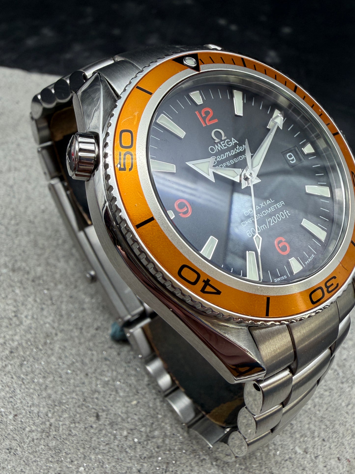 ORIGINAL OMEGA SEAMASTER PLANET 2209.50.00 OCEAN CO AXIAL ORANGE 42mm 600m DIVER