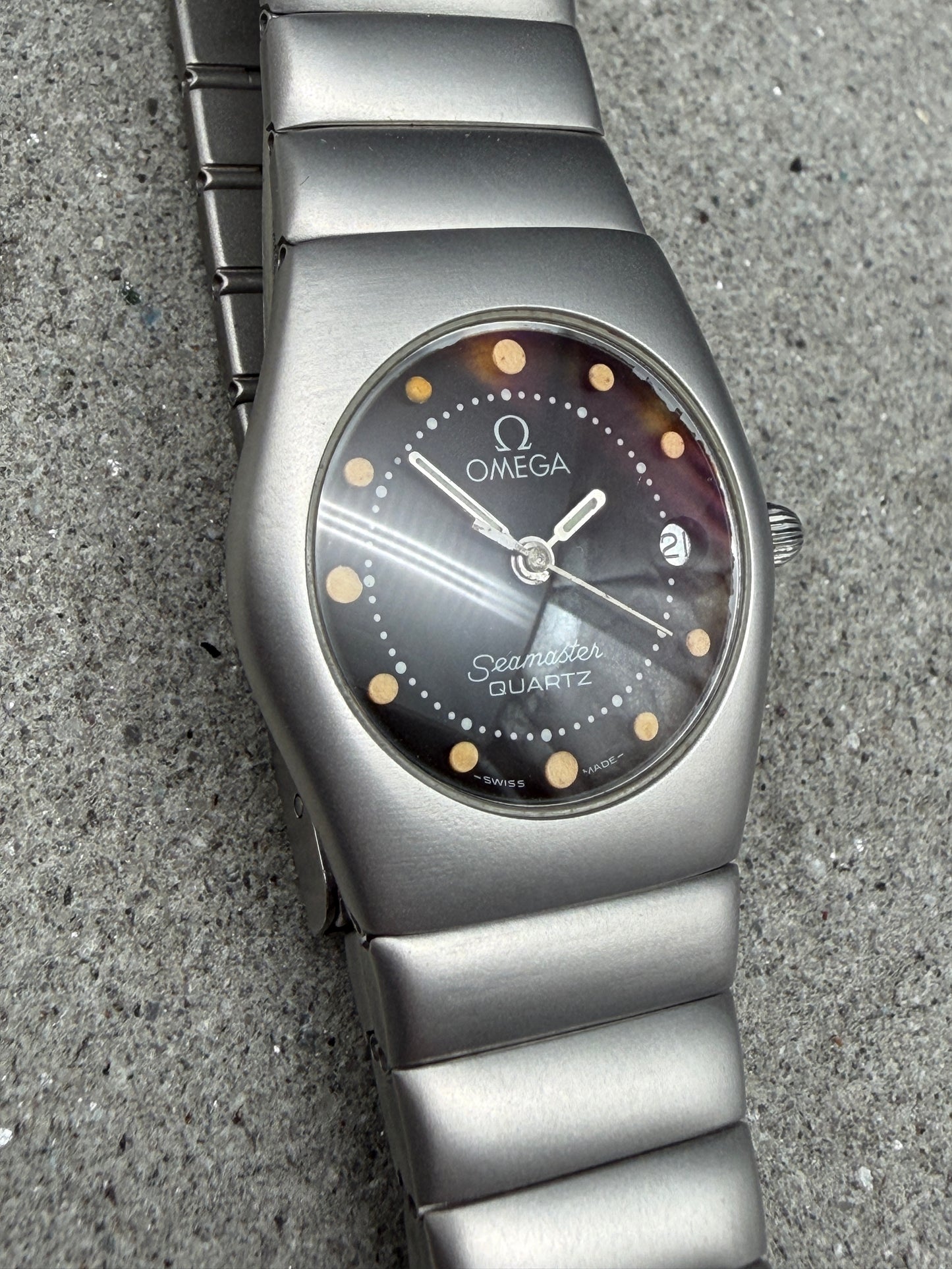 ORIGINAL 1984 OMEGA DAMEN SEAMASTER RECIFE OXIDIERTER STAHL 596.0061 796.0956