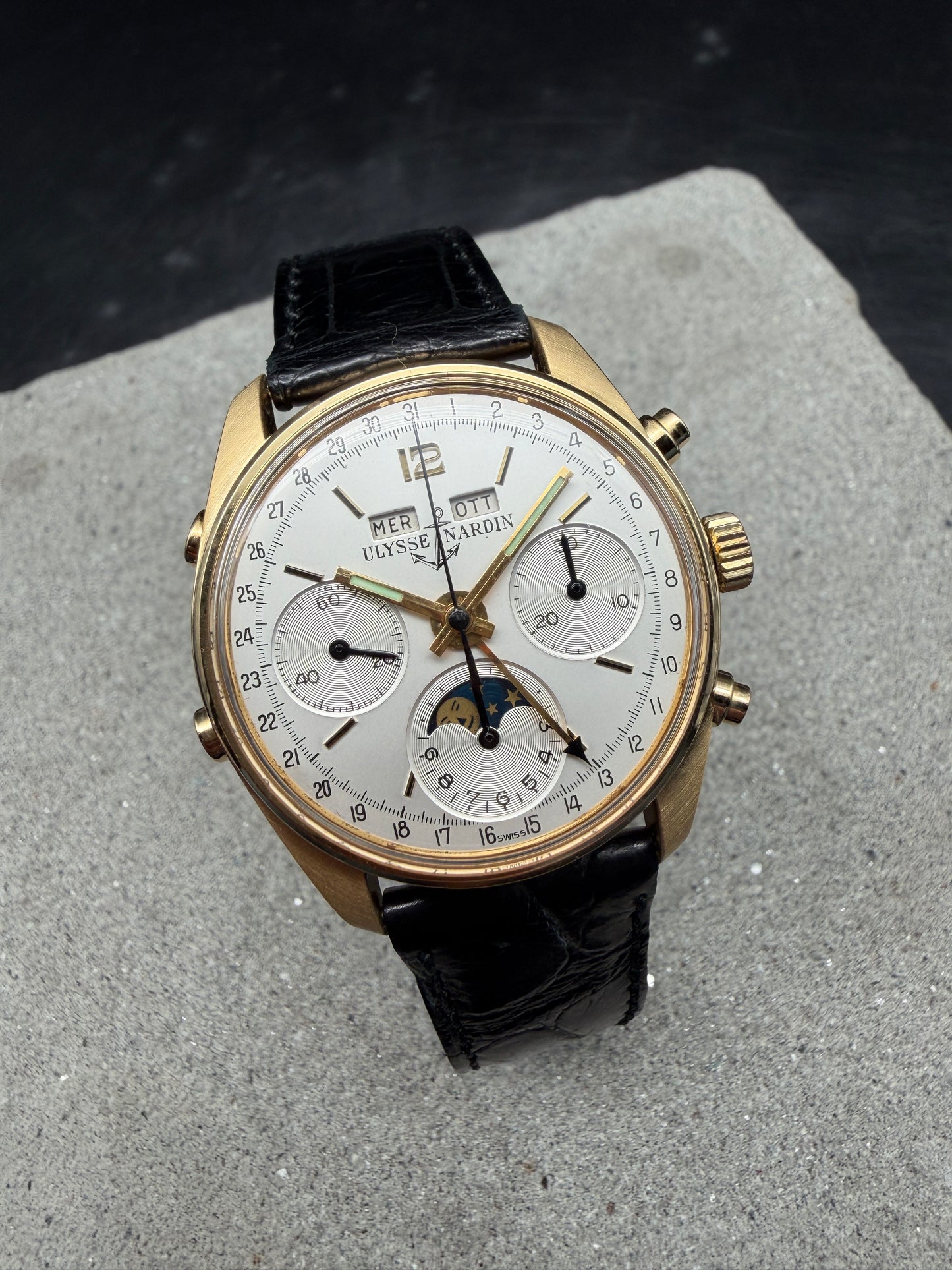 ORIGINAL ULYSSE NARDIN 4355J TRIPLE DATE MOONPHASE ANNUAL CALENDAR CHRONOGRAPH