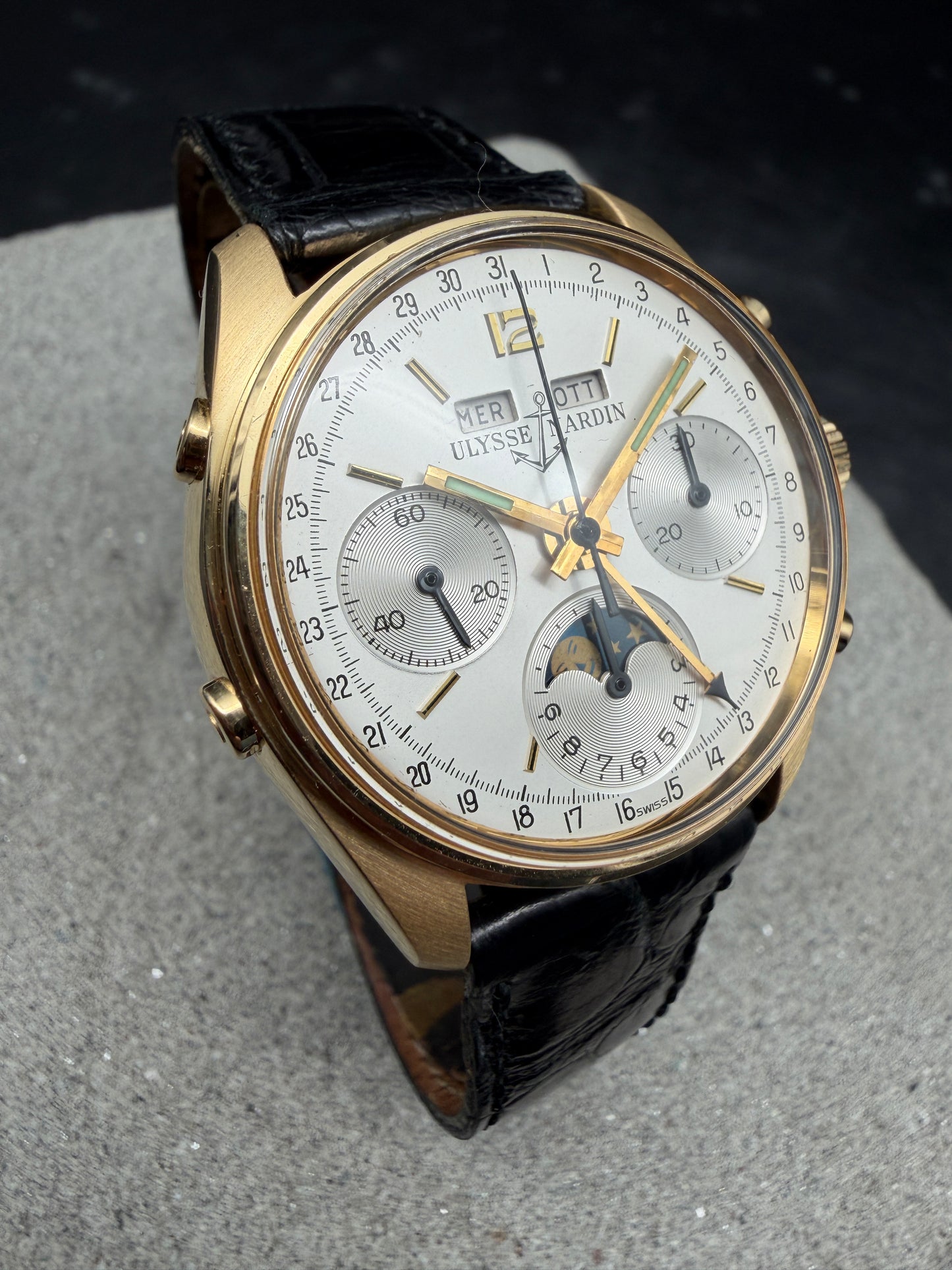 ORIGINAL ULYSSE NARDIN 4355J TRIPLE DATE MOONPHASE ANNUAL CALENDAR CHRONOGRAPH