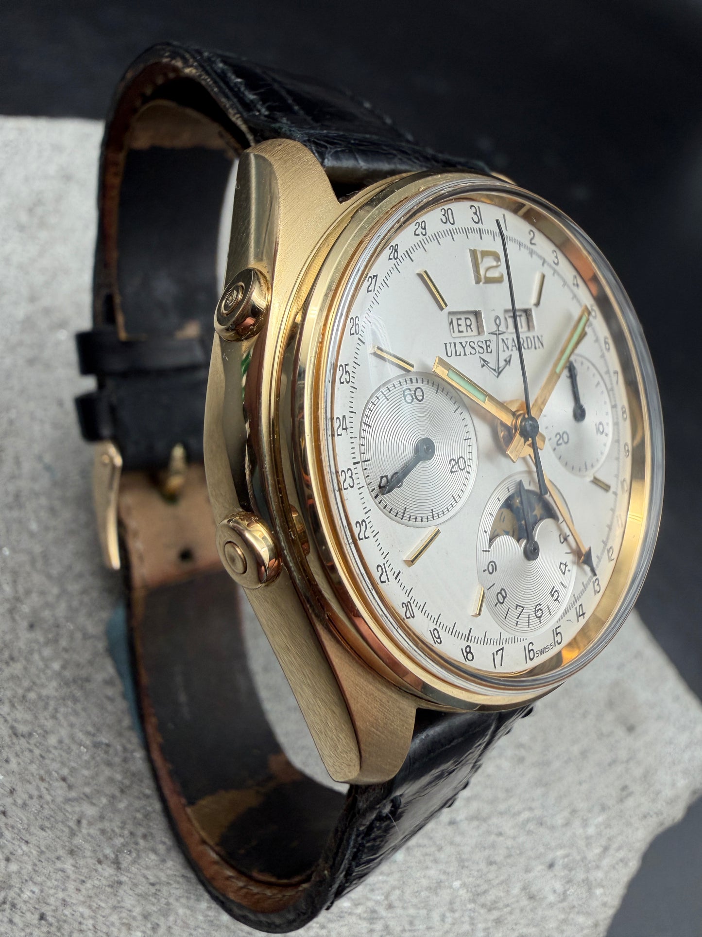 ORIGINAL ULYSSE NARDIN 4355J TRIPLE DATE MOONPHASE ANNUAL CALENDAR CHRONOGRAPH