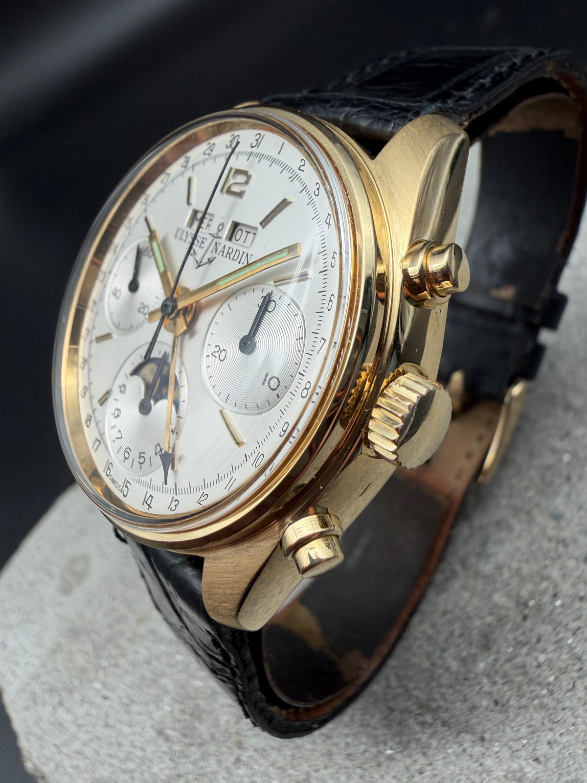 ORIGINAL ULYSSE NARDIN 4355J TRIPLE DATE MOONPHASE ANNUAL CALENDAR CHRONOGRAPH