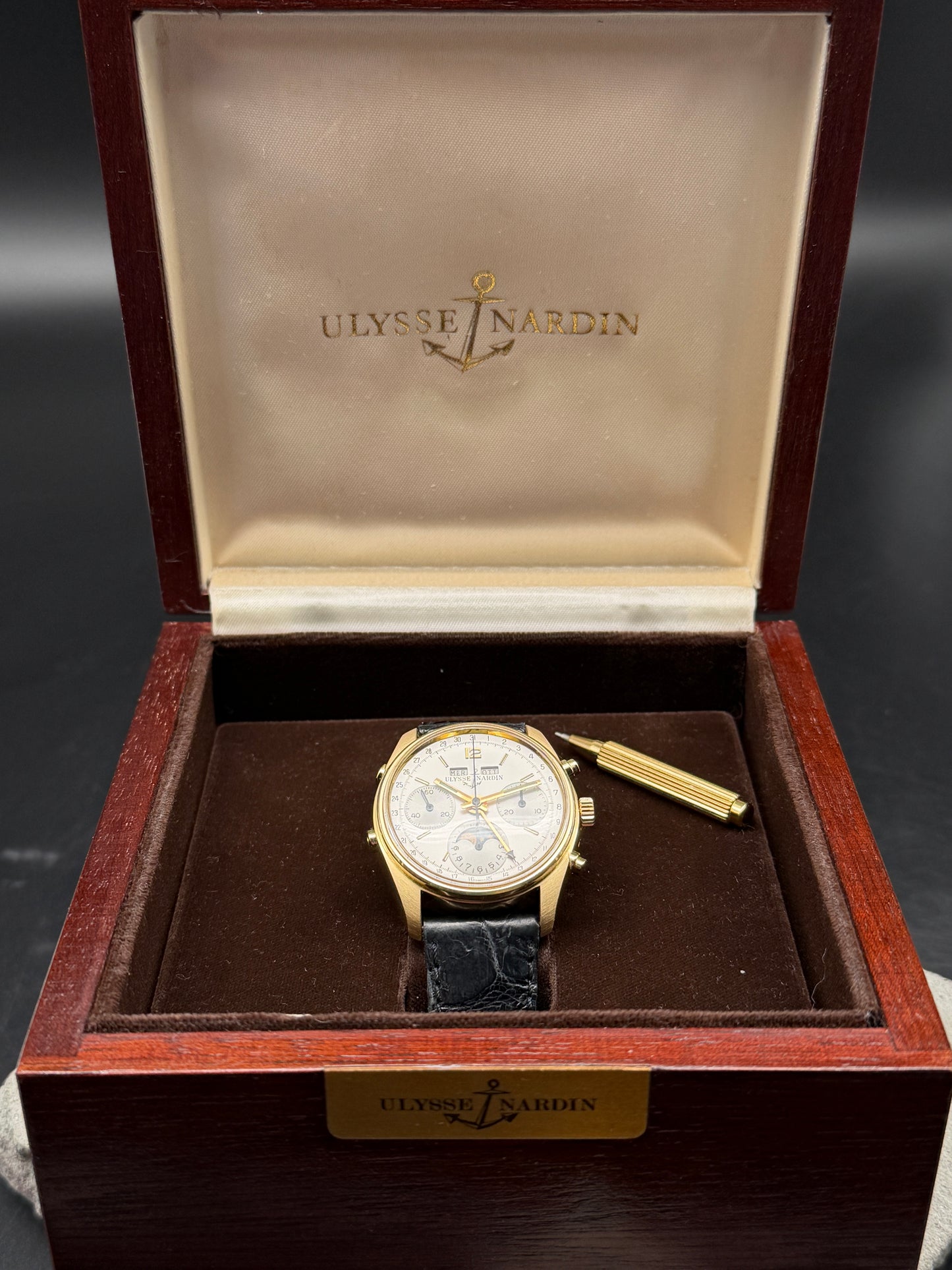 ORIGINAL ULYSSE NARDIN 4355J TRIPLE DATE MOONPHASE ANNUAL CALENDAR CHRONOGRAPH