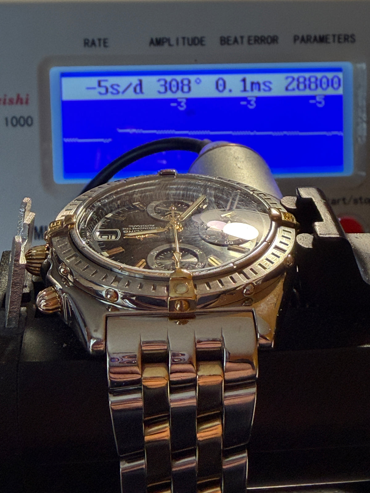 ORIGINAL BREITLING B13352 CHRONOMAT GT BLACK DIAL STAHL / GOLD PILOTBAND FULLSET