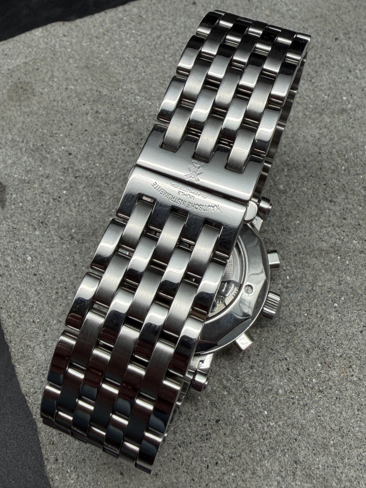 ORIGINAL MÜHLE GLASHÜTTE M1 CHRONOGRAPH II NAUTISCHE INSTRUMENTE GLASBODEN UHR