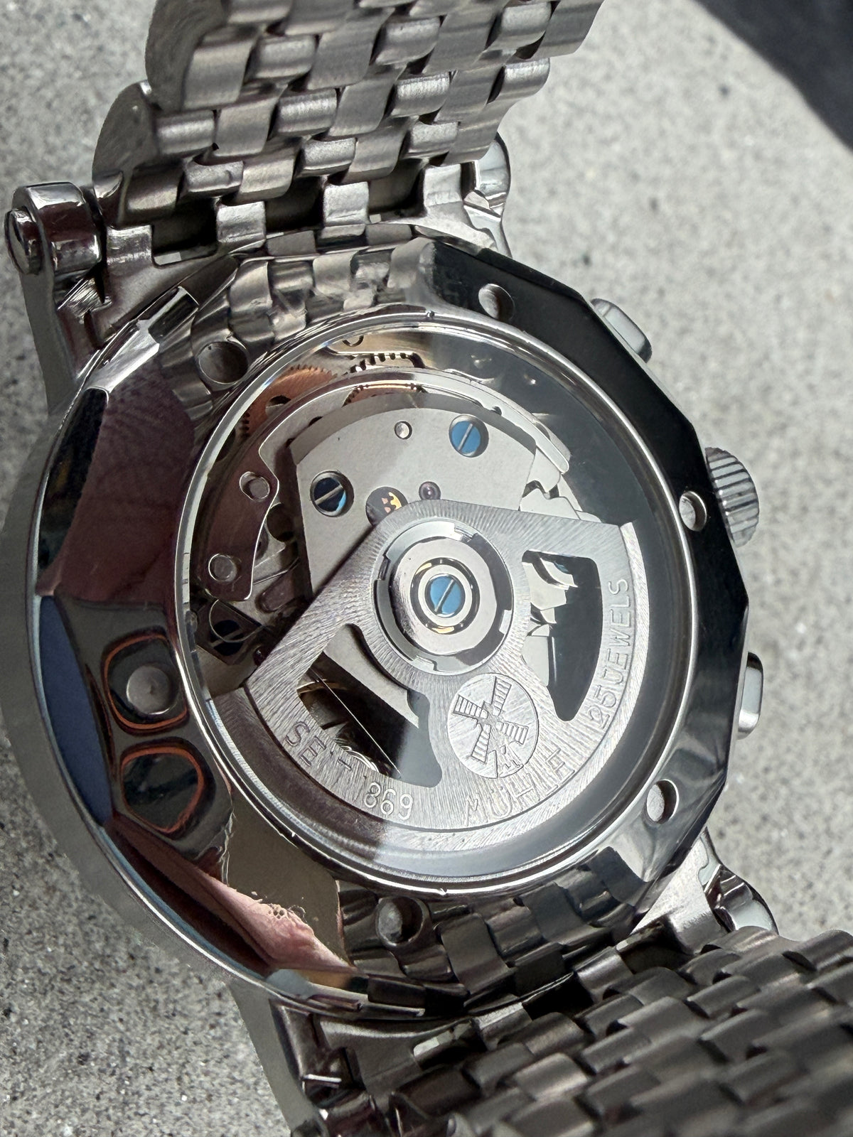 ORIGINAL MÜHLE GLASHÜTTE M1 CHRONOGRAPH II NAUTISCHE INSTRUMENTE GLASBODEN UHR