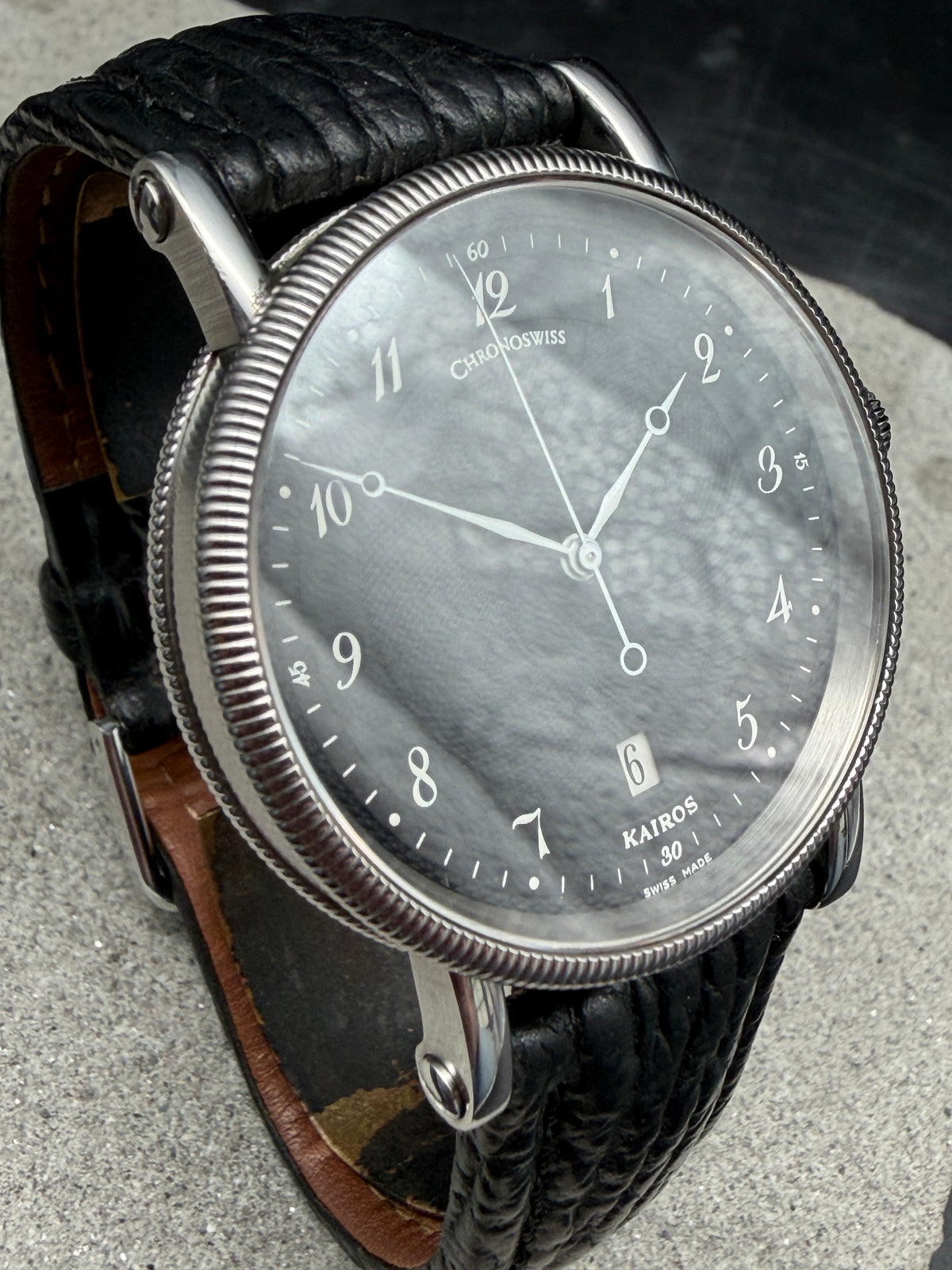 ORIGINAL 1997 CHRONOSWISS CH2823 KAIROS BLACK GUILLOCHE GLASBODEN DRESSWATCH