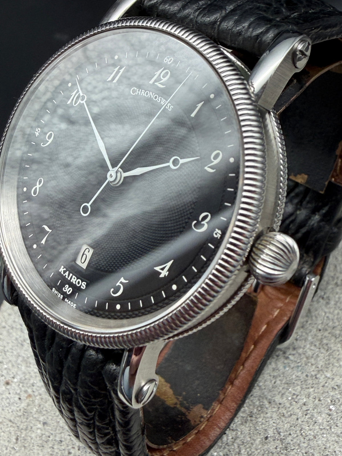 ORIGINAL 1997 CHRONOSWISS CH2823 KAIROS BLACK GUILLOCHE GLASBODEN DRESSWATCH