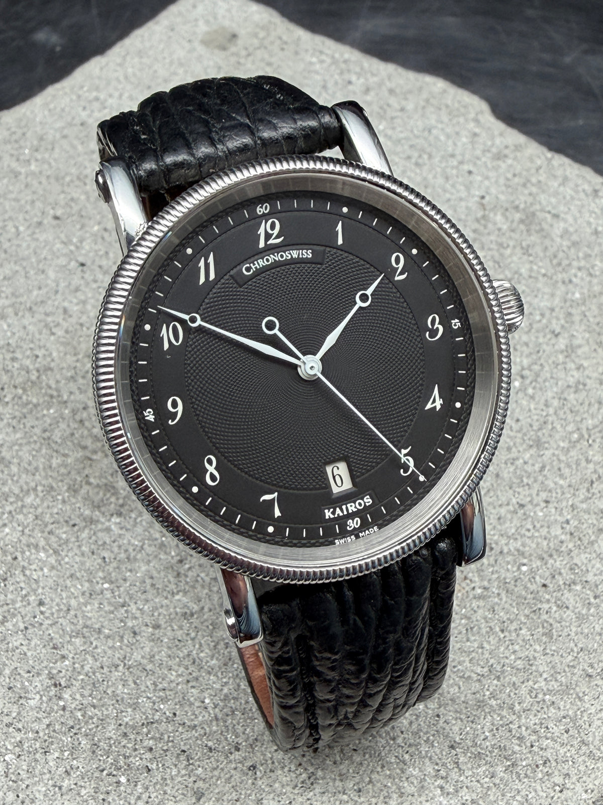 ORIGINAL 1997 CHRONOSWISS CH2823 KAIROS BLACK GUILLOCHE GLASBODEN DRESSWATCH