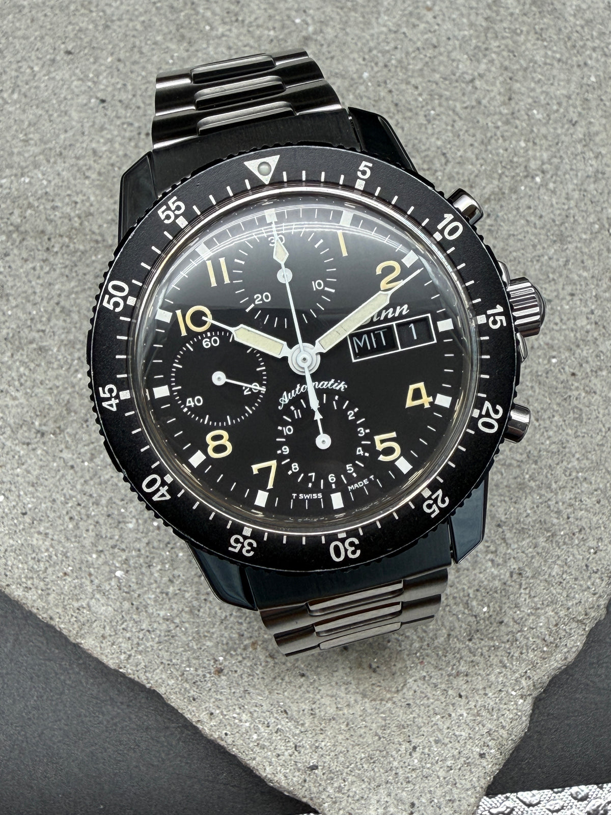 ORIGINAL 1997 SINN 103 St CHRONOGRAPH 41mm EDELSTAHL DAY DATE ACRYLGLAS PLEXY