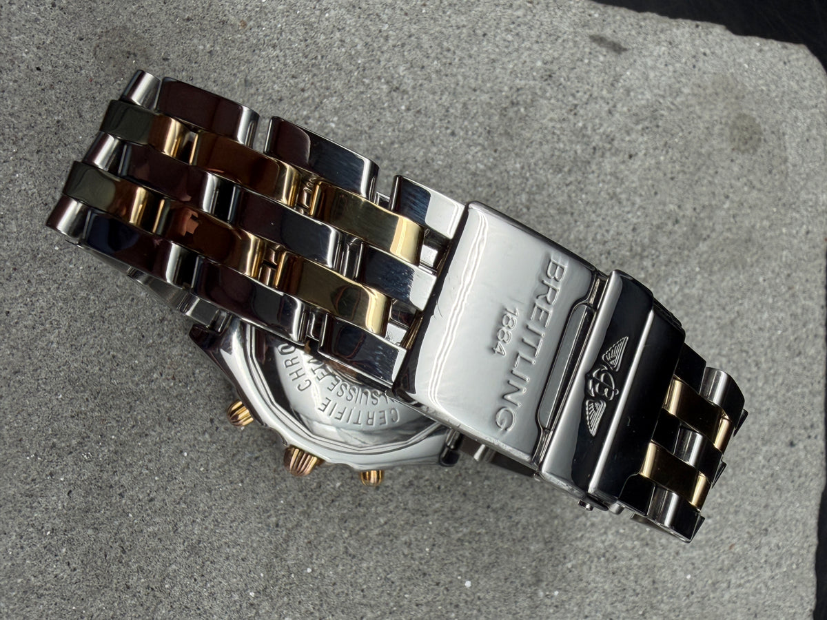 ORIGINAL BREITLING B13352 CHRONOMAT GT BLACK DIAL STAHL / GOLD PILOTBAND FULLSET