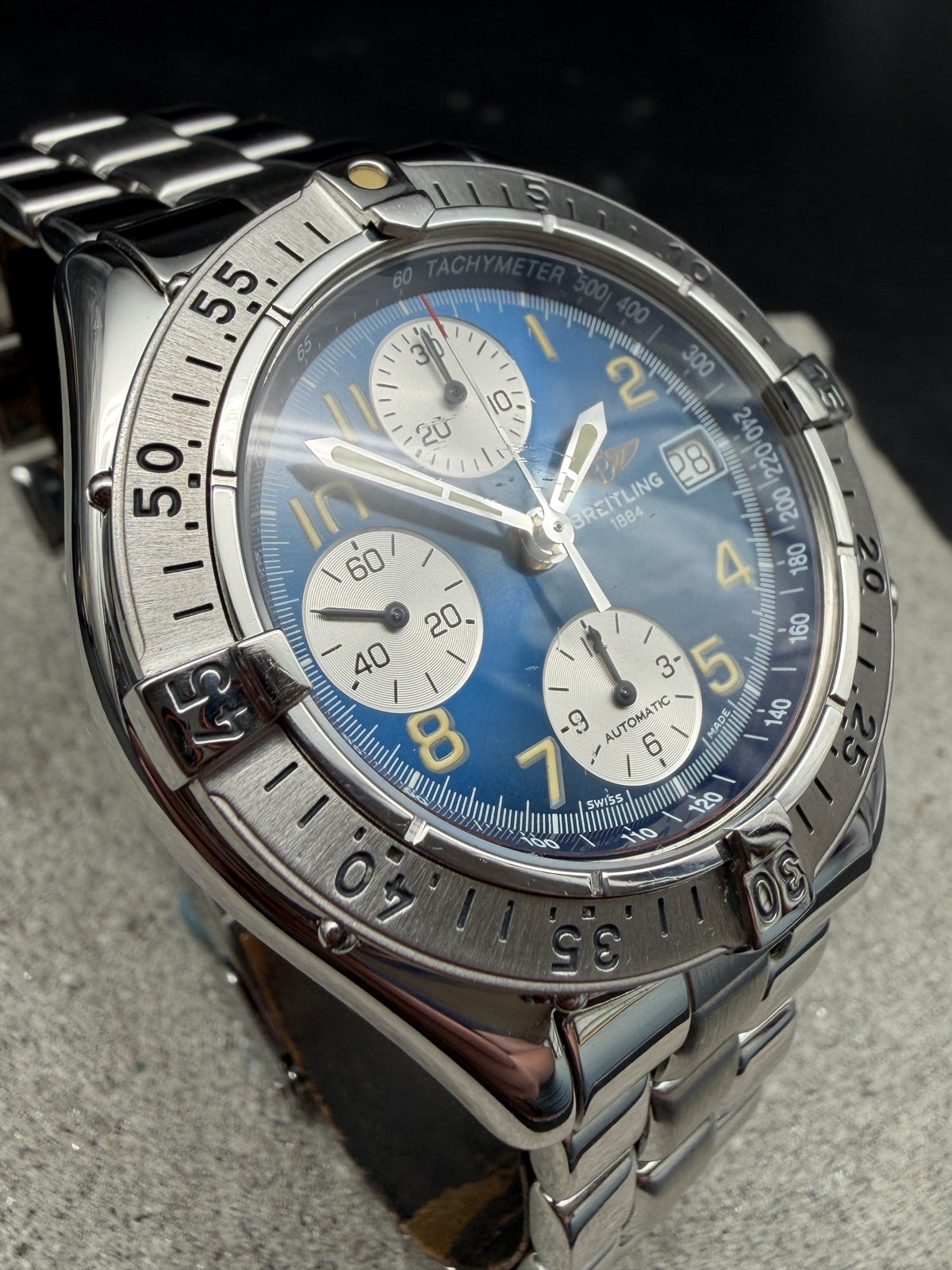 ORIGINAL BREITLING SUPEROCEAN AUTOMATIK CHRONOGRAPH A13035 STAHLBAND BLUE DIAL